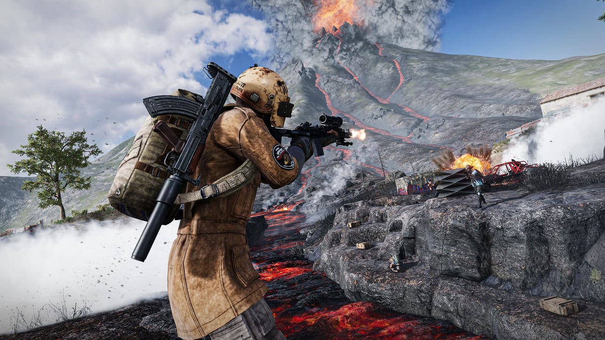 PUBGの実際のゲーム画面 — スコープ付きライフルで狙い撃つ場面