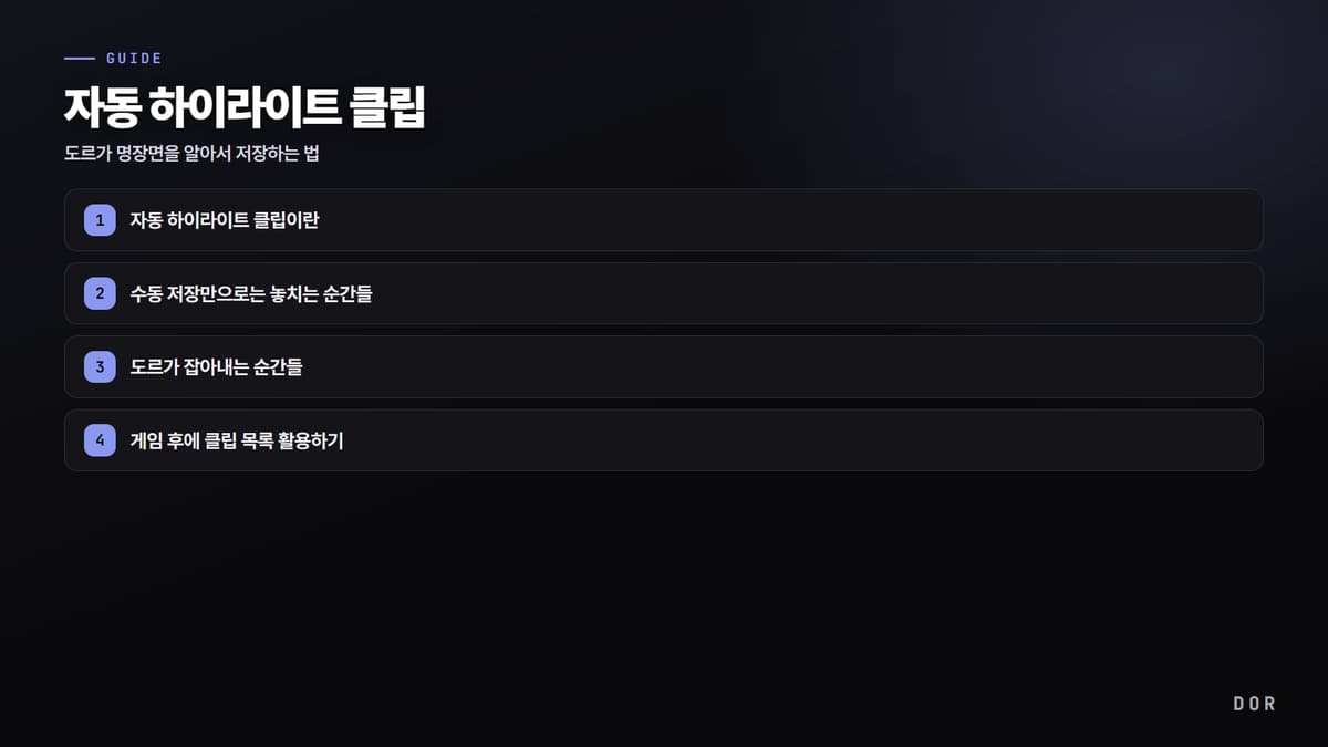 자동 하이라이트 클립 단계 요약 도식