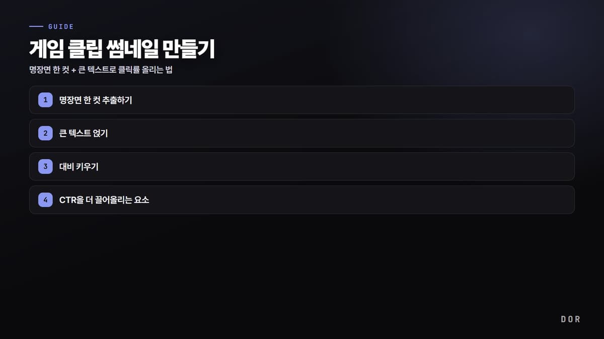 게임 클립 썸네일 만들기 단계 요약 도식