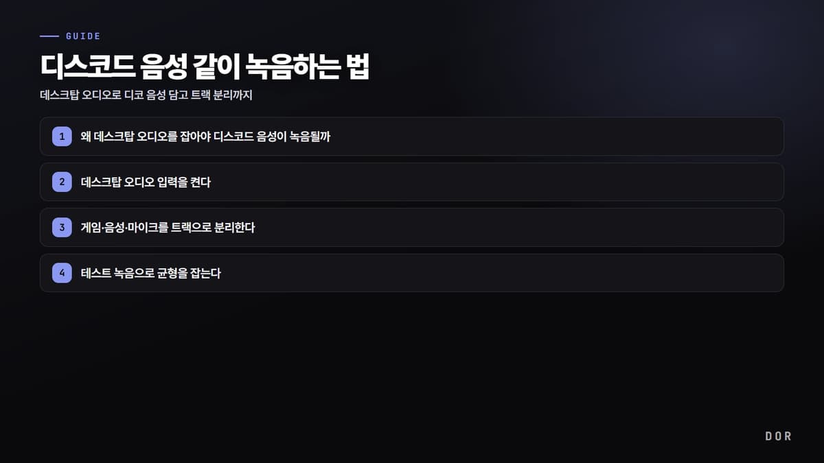 디스코드 음성 같이 녹음하는 법 단계 요약 도식