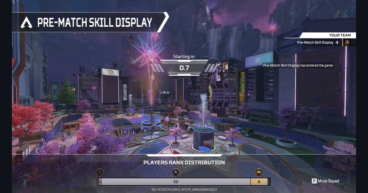Apex Legends Pre-Match Skill Display showing Your Team and the lobby rank distribution