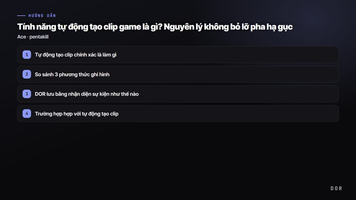 Tính năng tự động tạo clip game là gì? Nguyên lý không bỏ lỡ pha hạ gục — sơ đồ tóm tắt các bước