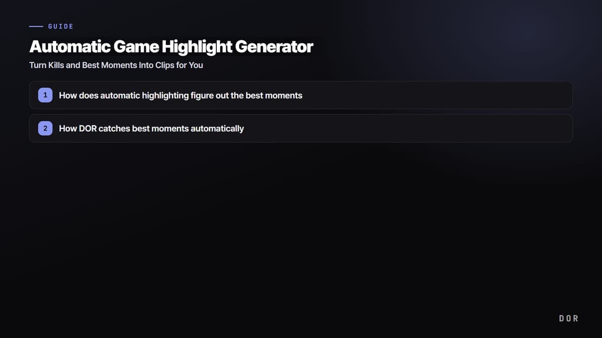 Automatic Game Highlight Generator — step-by-step overview graphic