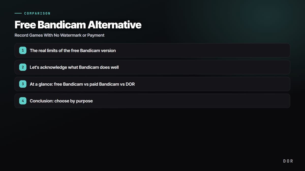 Free Bandicam Alternative — step-by-step overview graphic