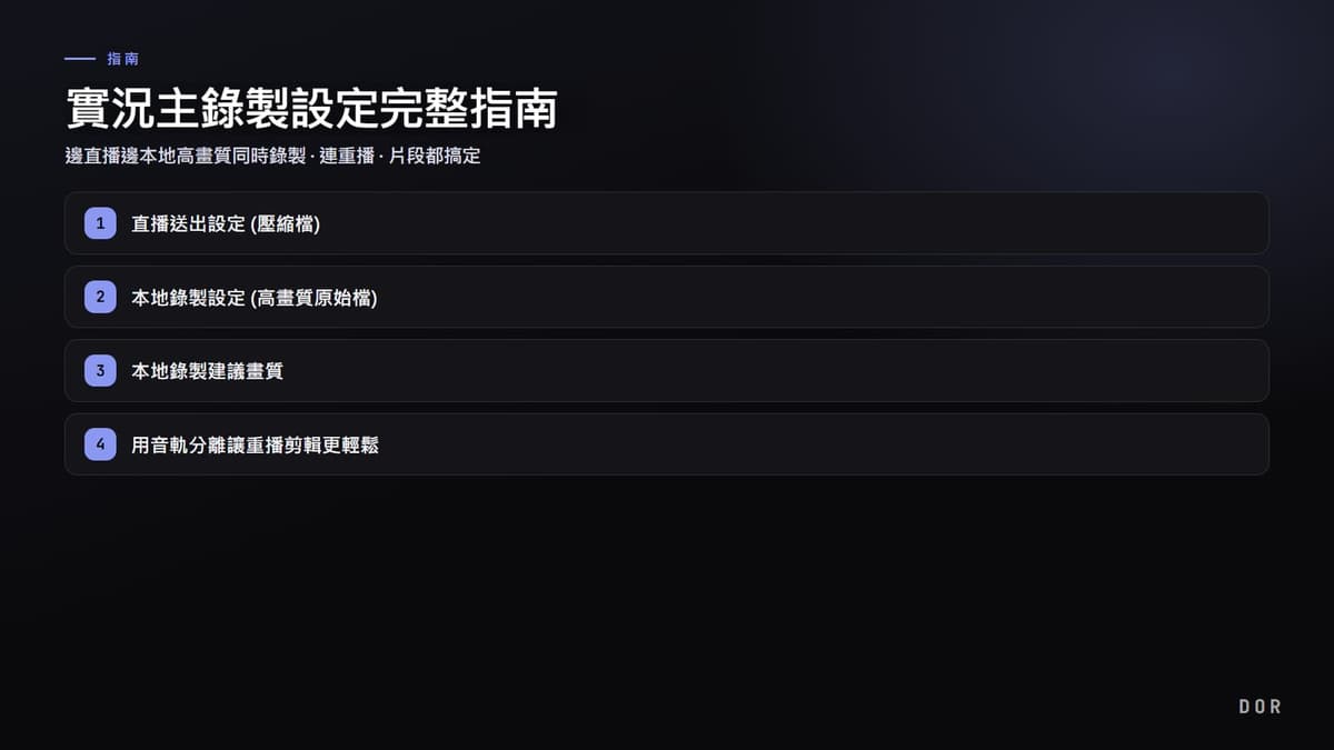 實況主錄製設定完整指南 步驟重點圖示