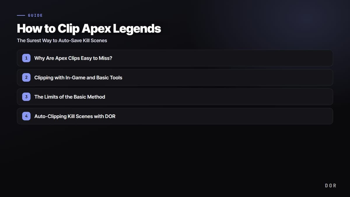 How to Clip Apex Legends — step-by-step overview graphic