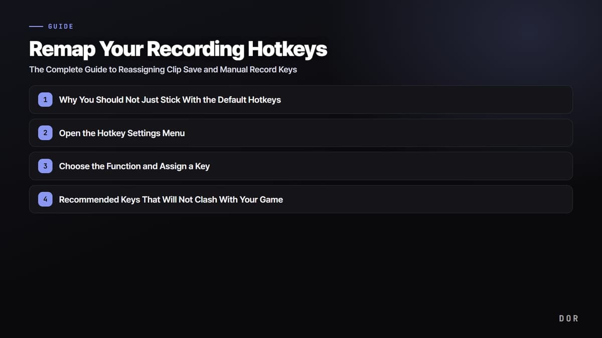Remap Your Recording Hotkeys — step-by-step overview graphic