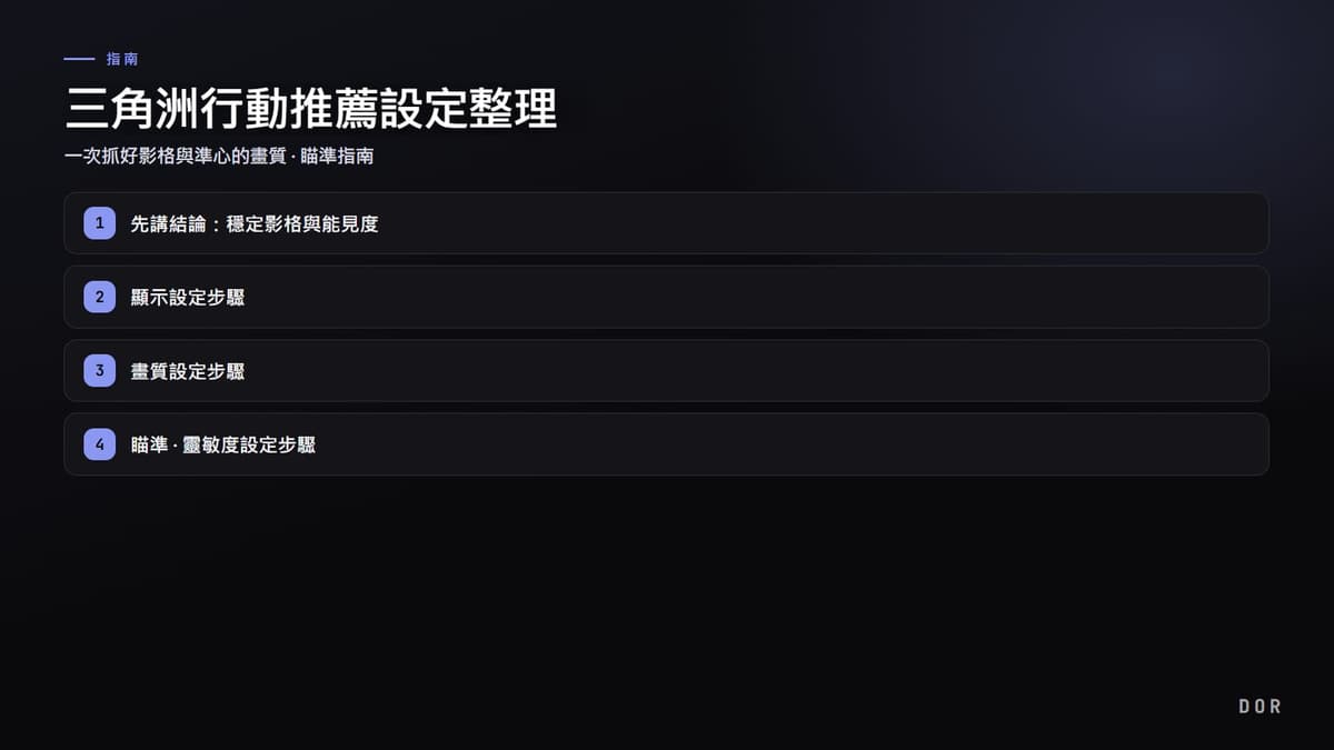 三角洲行動推薦設定整理 步驟重點圖示