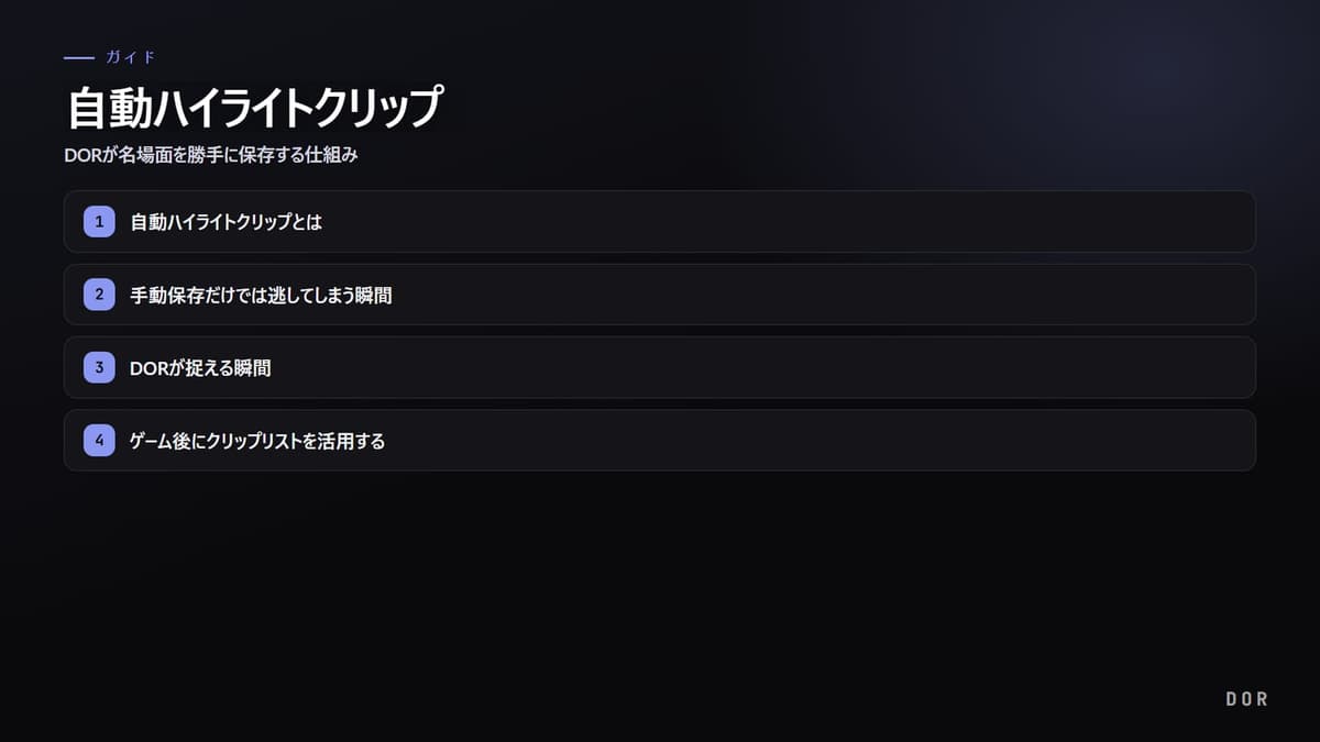 自動ハイライトクリップ の手順まとめ図