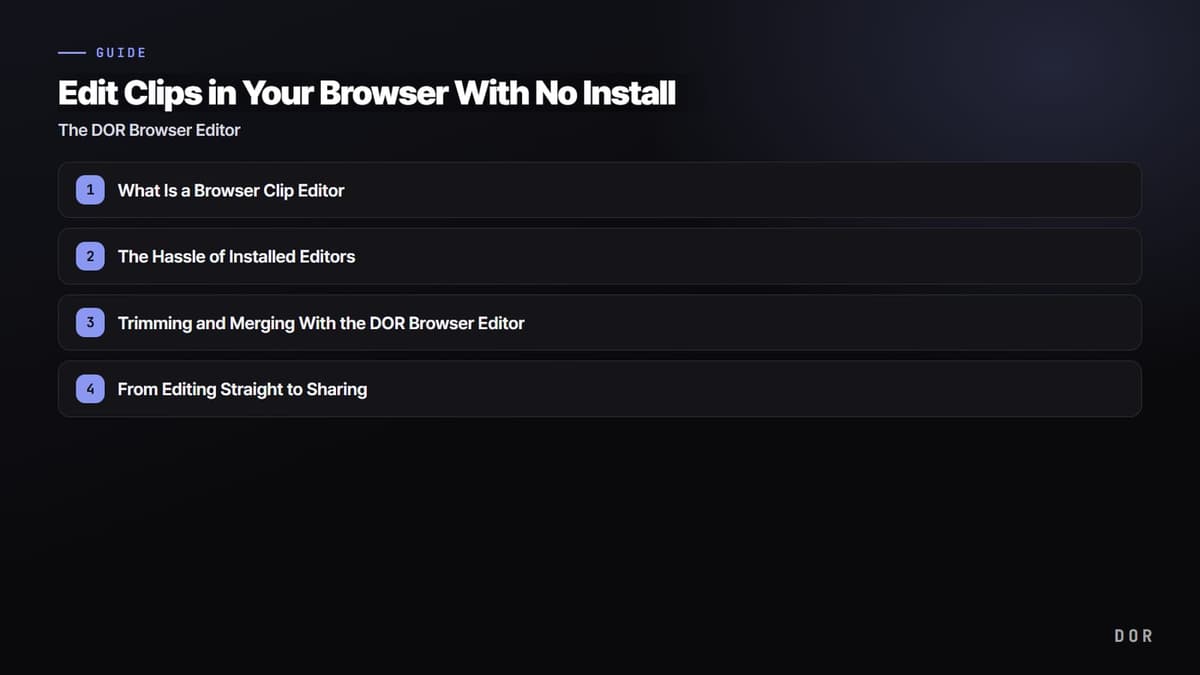 Edit Clips in Your Browser With No Install — step-by-step overview graphic