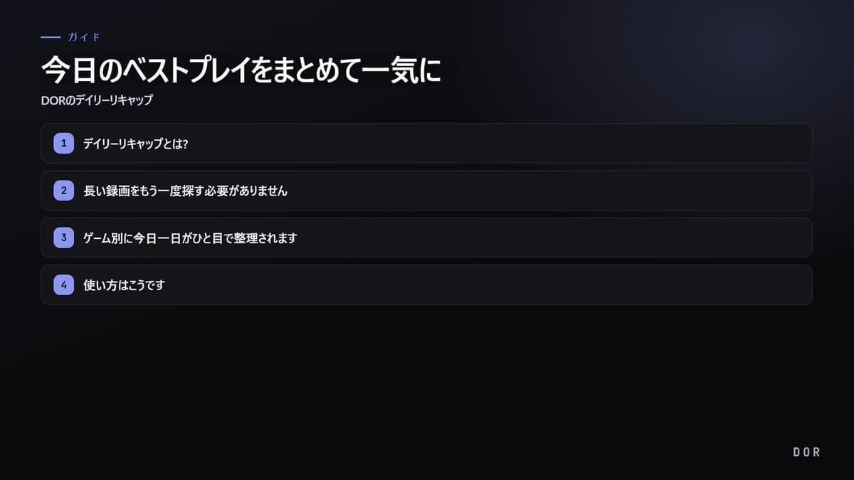 今日のベストプレイをまとめて一気に の手順まとめ図