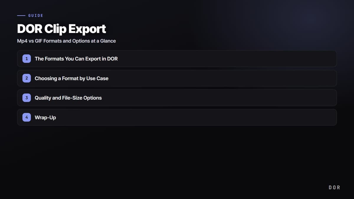 DOR Clip Export — step-by-step overview graphic