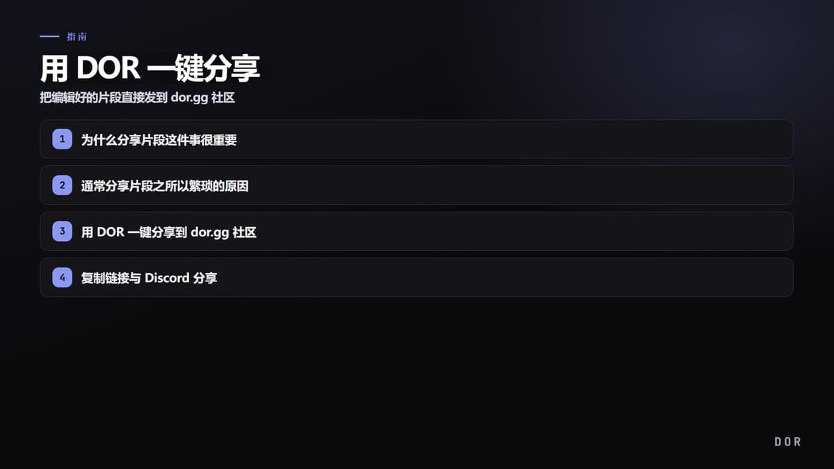 用 DOR 一键分享 步骤要点图示