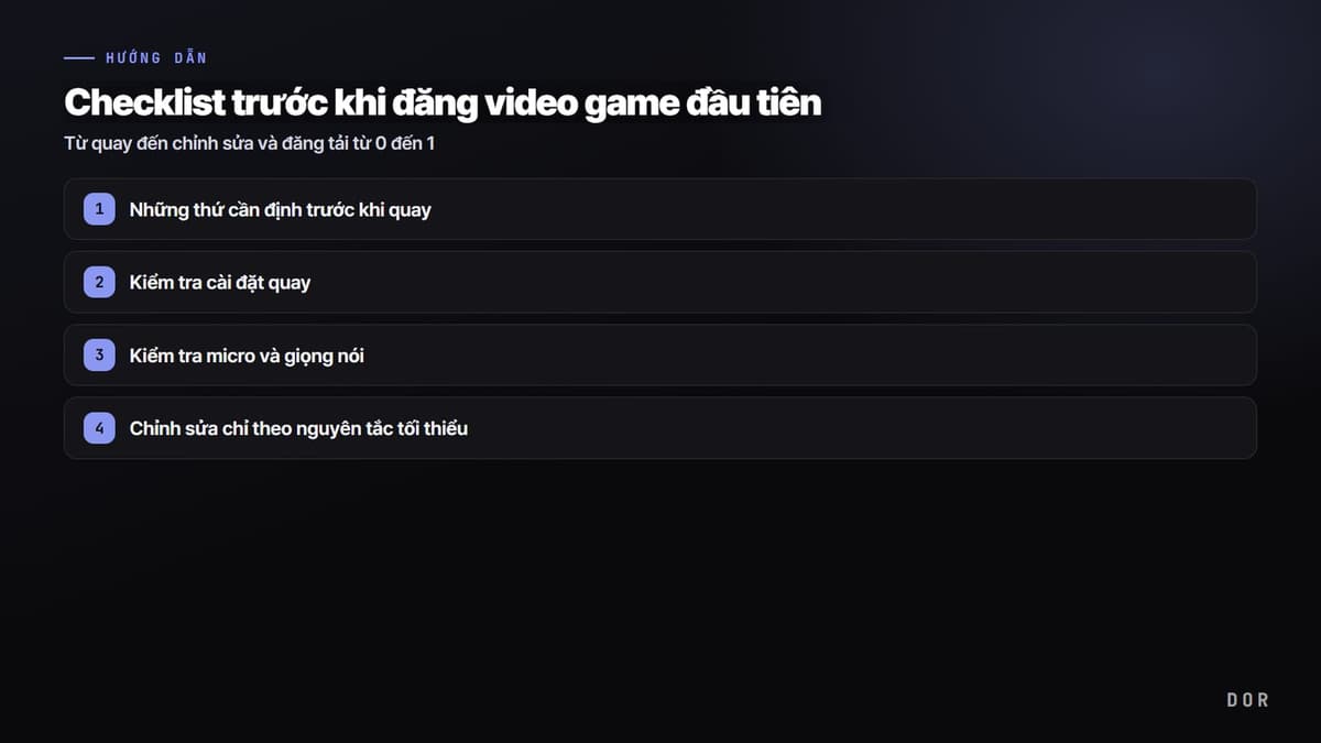 Checklist trước khi đăng video game đầu tiên — sơ đồ tóm tắt các bước