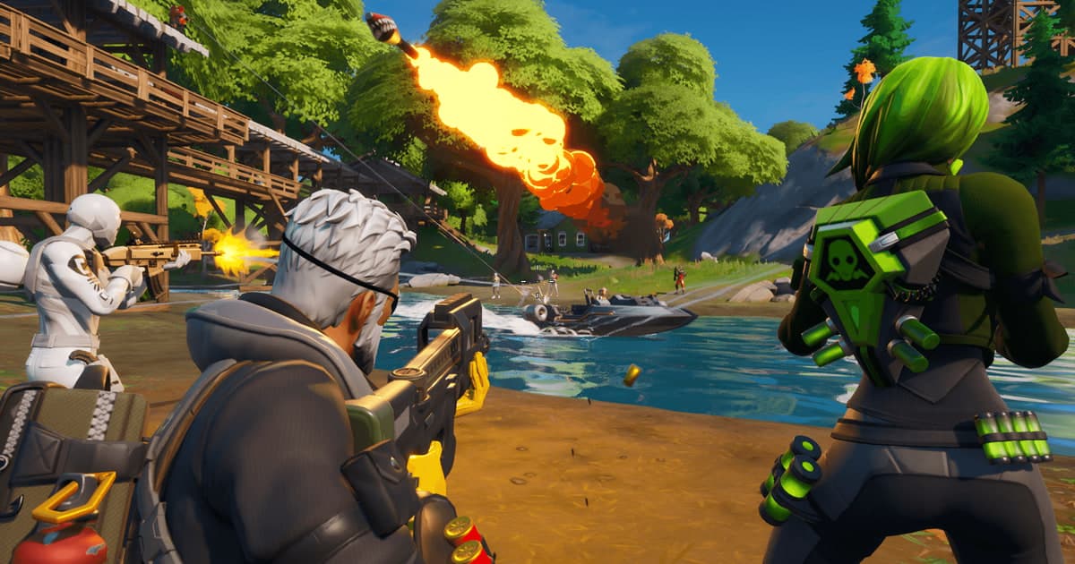 木造建築内の敵を狙うFortnite公式リプレイ撮影例