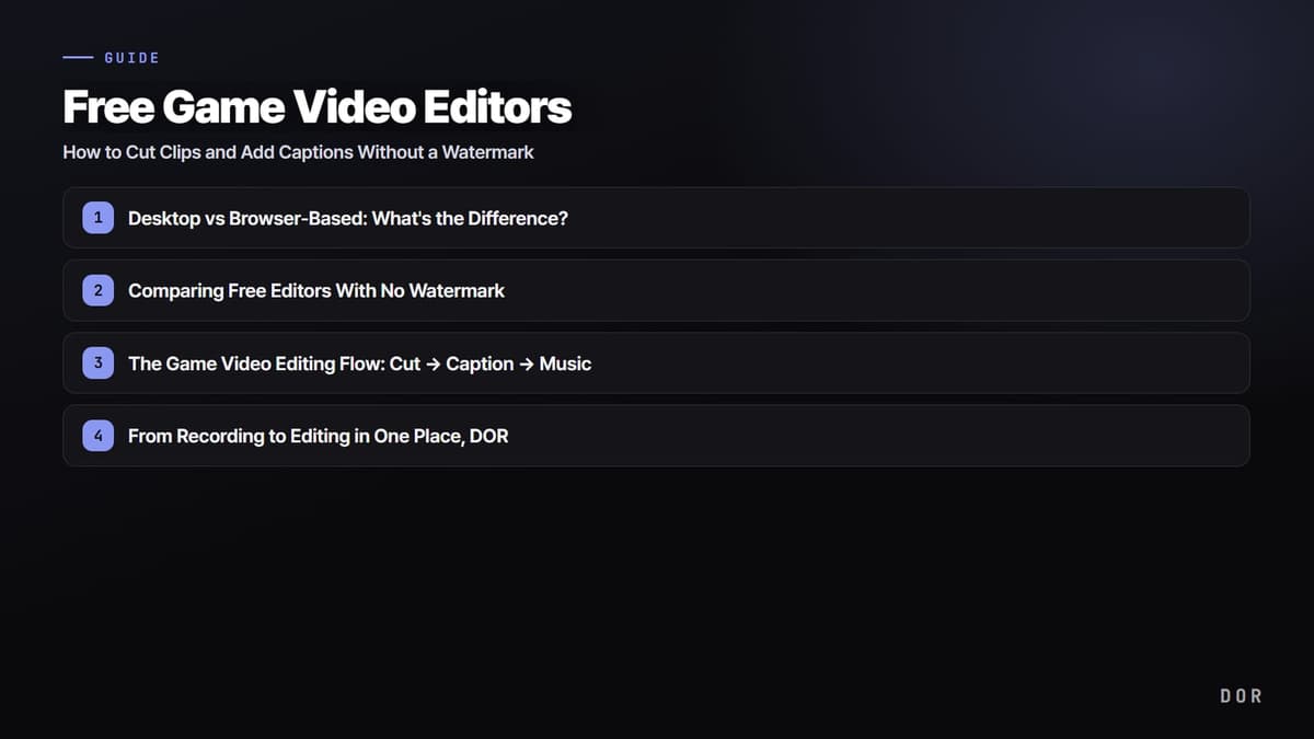 Free Game Video Editors — step-by-step overview graphic