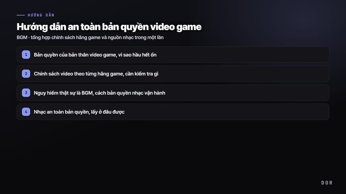 Hướng dẫn an toàn bản quyền video game — sơ đồ tóm tắt các bước