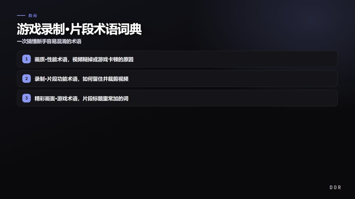 游戏录制·片段术语词典 步骤要点图示