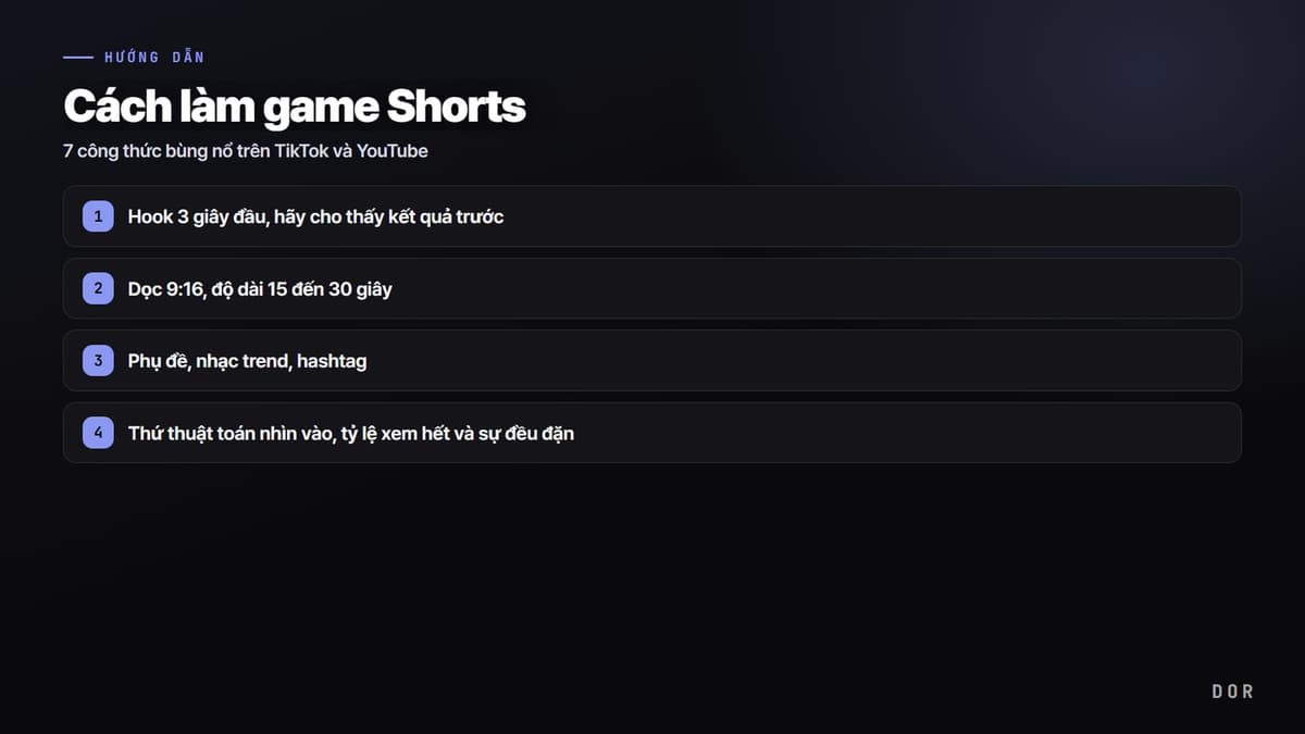 Cách làm game Shorts — sơ đồ tóm tắt các bước