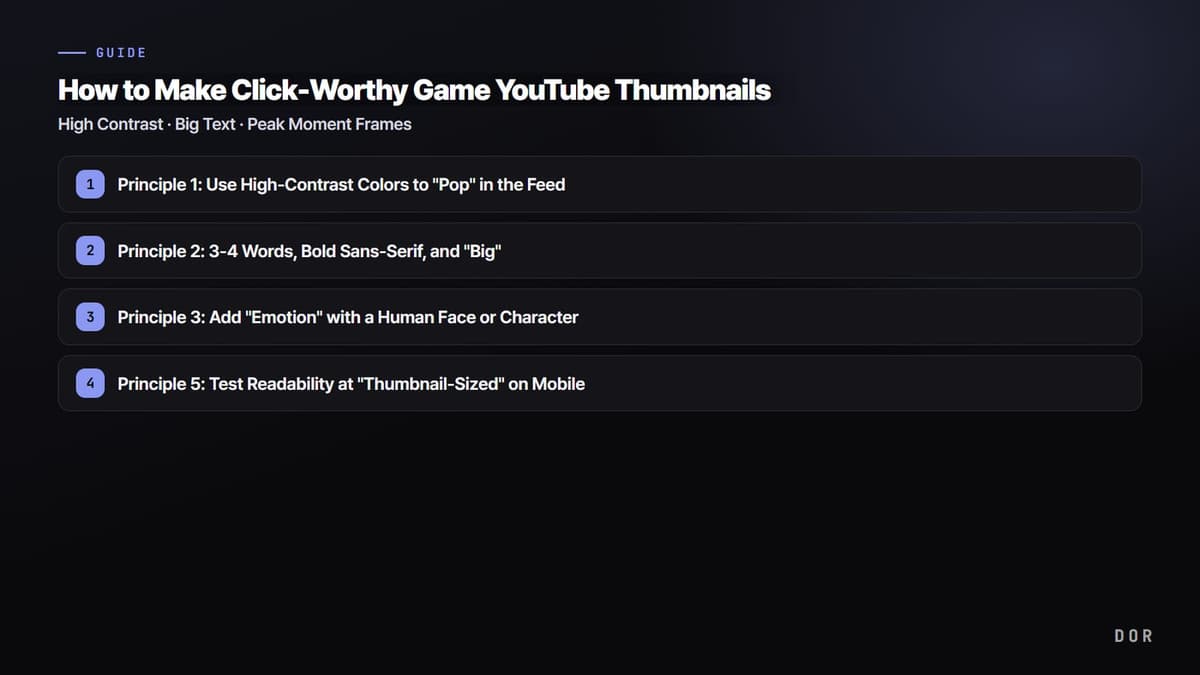 How to Make Click-Worthy Game YouTube Thumbnails — step-by-step overview graphic