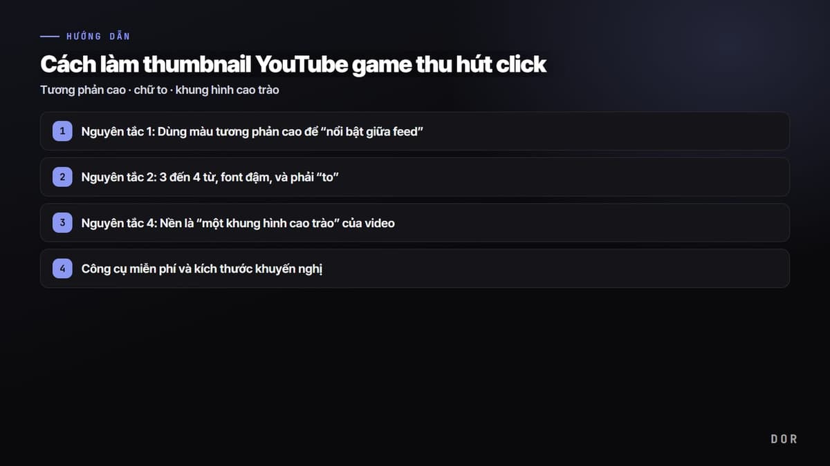 Cách làm thumbnail YouTube game thu hút click — sơ đồ tóm tắt các bước