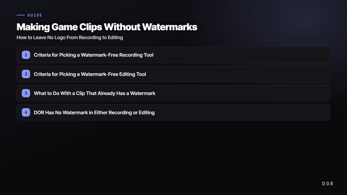 Making Game Clips Without Watermarks — step-by-step overview graphic