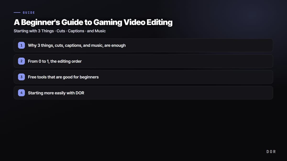 A Beginner's Guide to Gaming Video Editing — step-by-step overview graphic