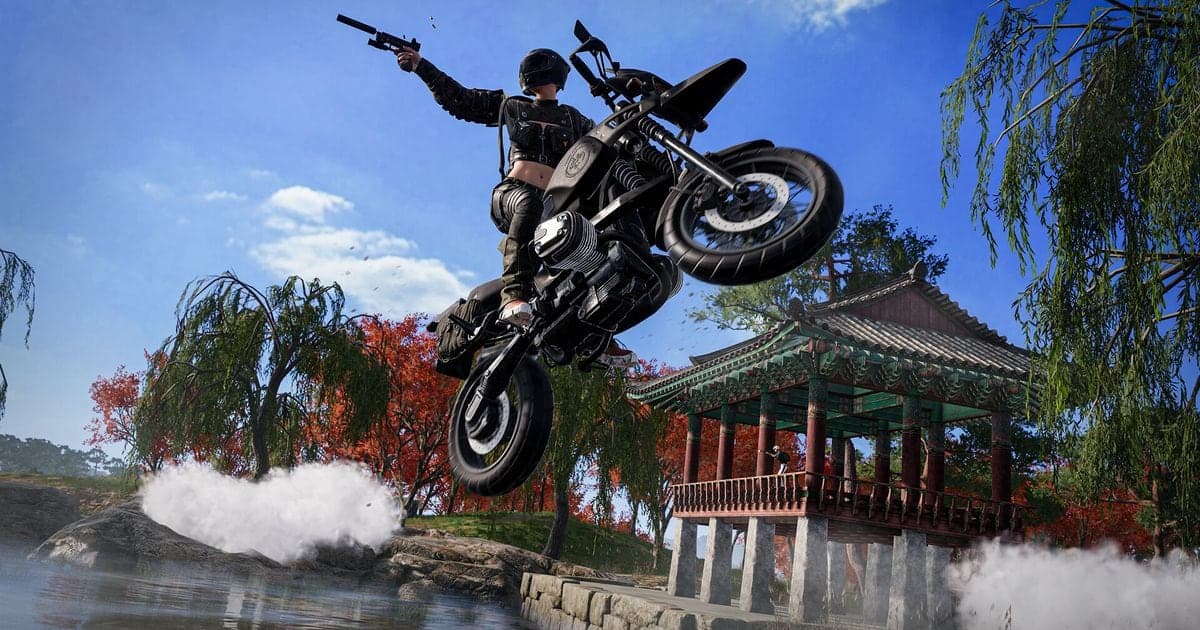 An official PUBG: Battlegrounds Steam screenshot (a motorbike jump)