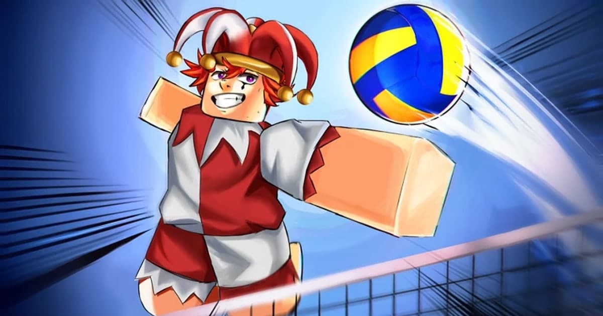 Offizielles Thumbnail von Volleyball Legends mit einem Charakter, der nach dem Ball springt