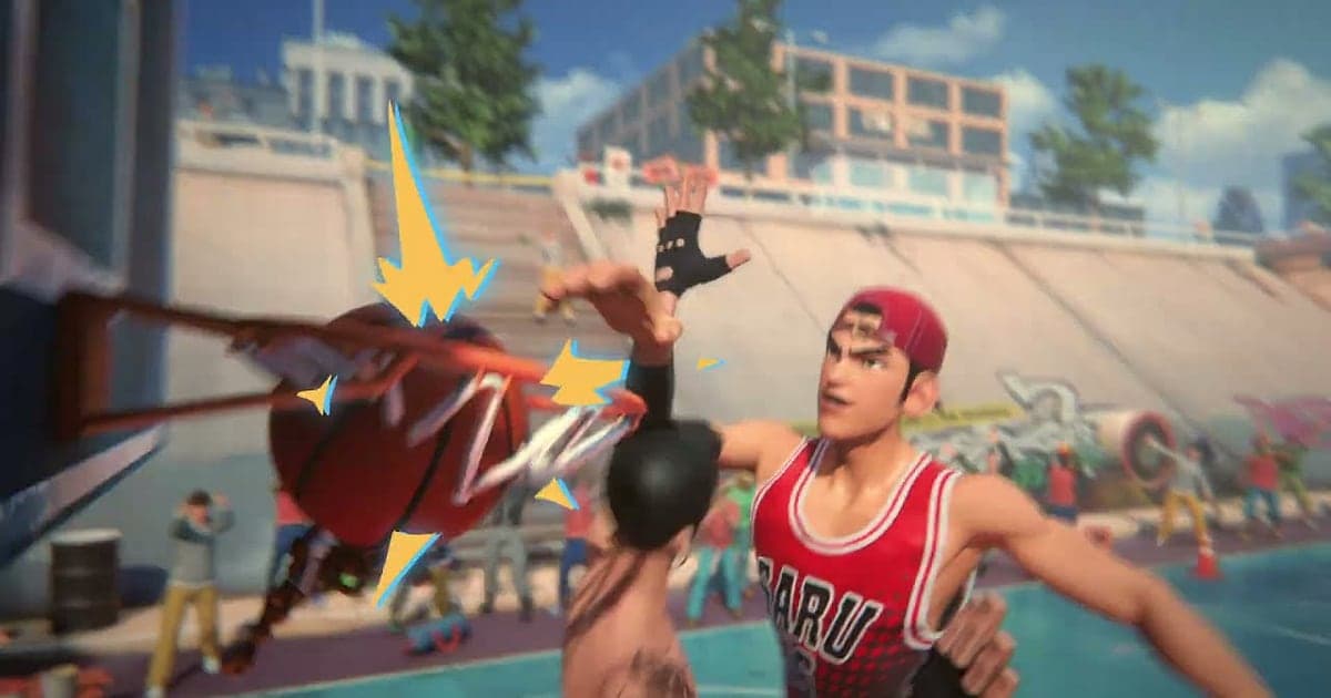 Ein Dunk auf einem Streetcourt aus dem offiziellen Trailer zu FreeStyle Reboot