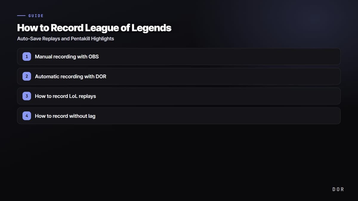 How to Record League of Legends — step-by-step overview graphic