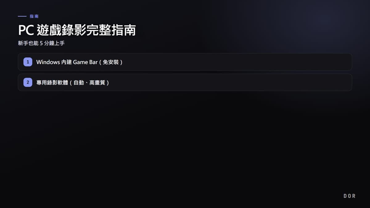 PC 遊戲錄影完整指南 步驟重點圖示