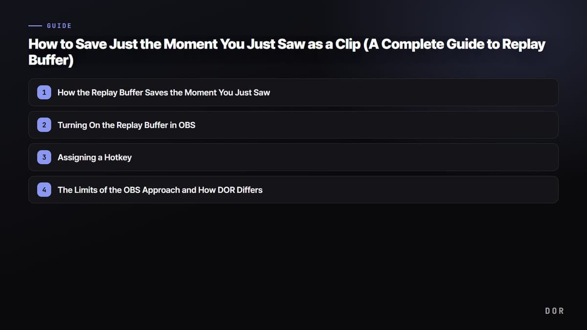 How to Save Just the Moment You Just Saw as a Clip (A Complete Guide to Replay Buffer) — step-by-step overview graphic