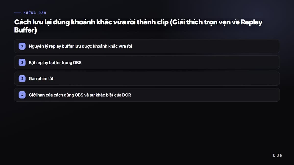 Cách lưu lại đúng khoảnh khắc vừa rồi thành clip (Giải thích trọn vẹn về Replay Buffer) — sơ đồ tóm tắt các bước