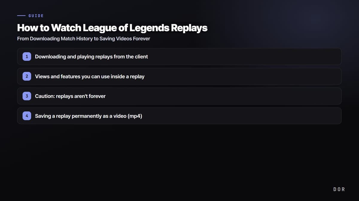 How to Watch League of Legends Replays — step-by-step overview graphic