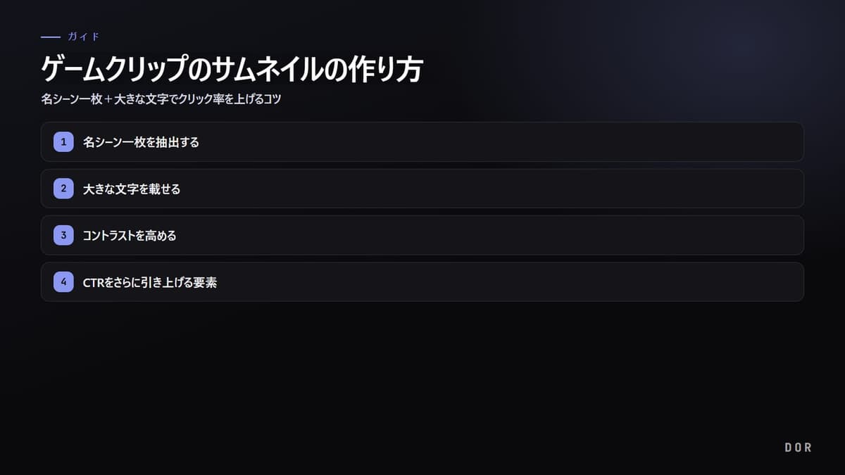 ゲームクリップのサムネイルの作り方 の手順まとめ図