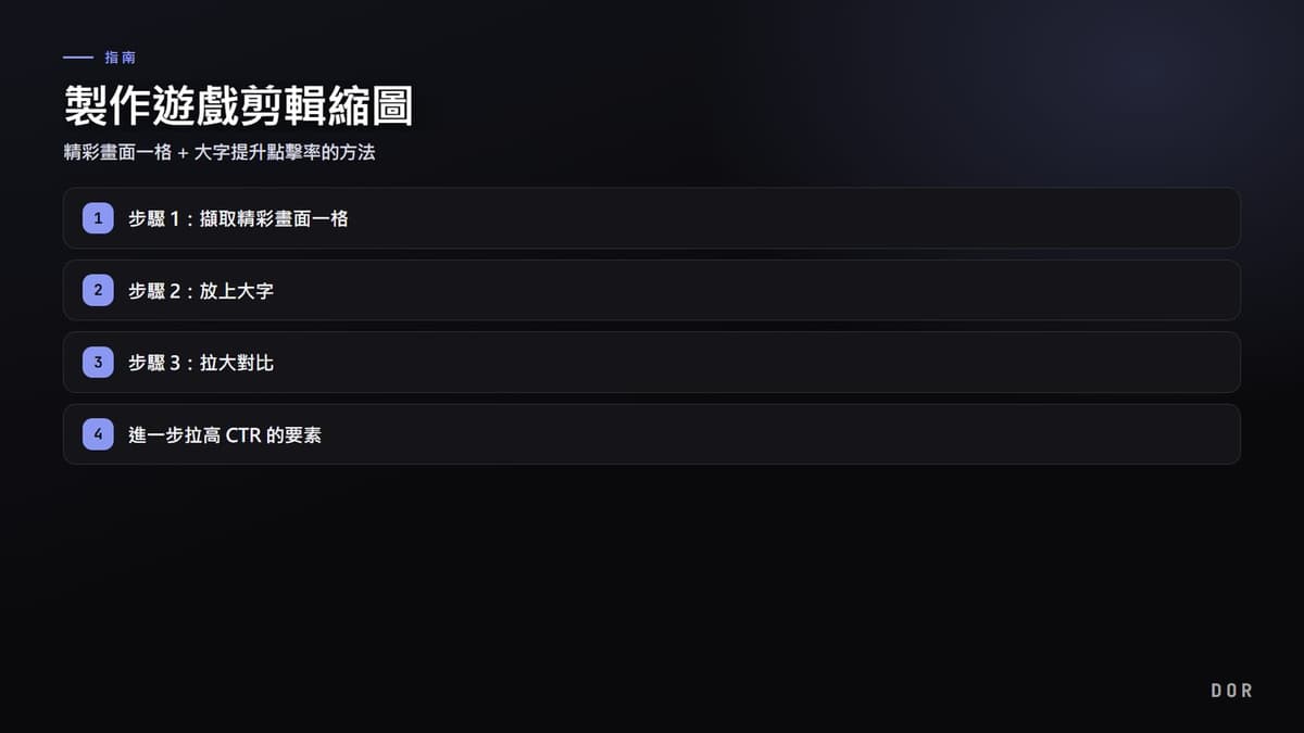 製作遊戲剪輯縮圖 步驟重點圖示
