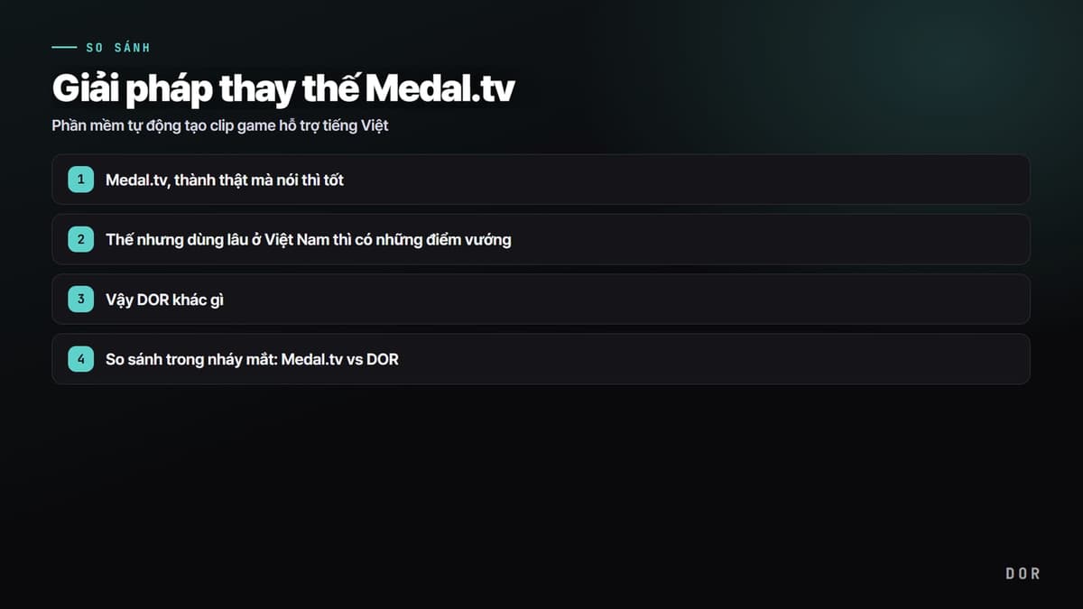 Giải pháp thay thế Medal.tv — sơ đồ tóm tắt các bước