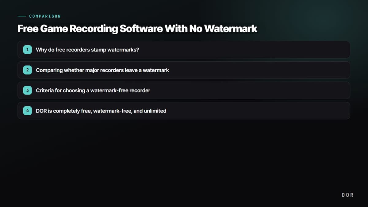 Free Game Recording Software With No Watermark (2026) — step-by-step overview graphic