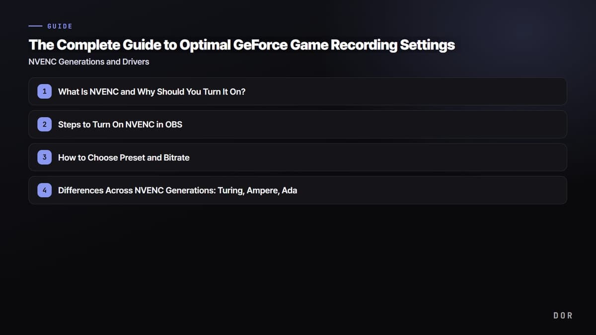 The Complete Guide to Optimal GeForce Game Recording Settings — step-by-step overview graphic