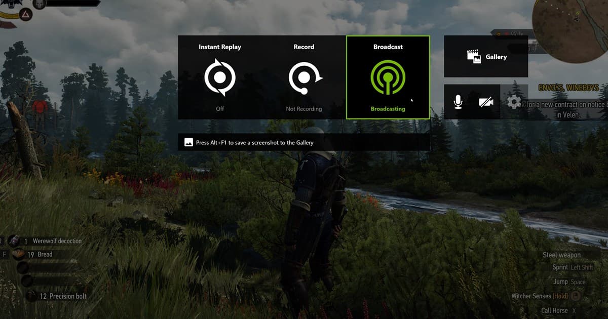 NVIDIA GeForce Experience overlay showing Gallery and Record controls