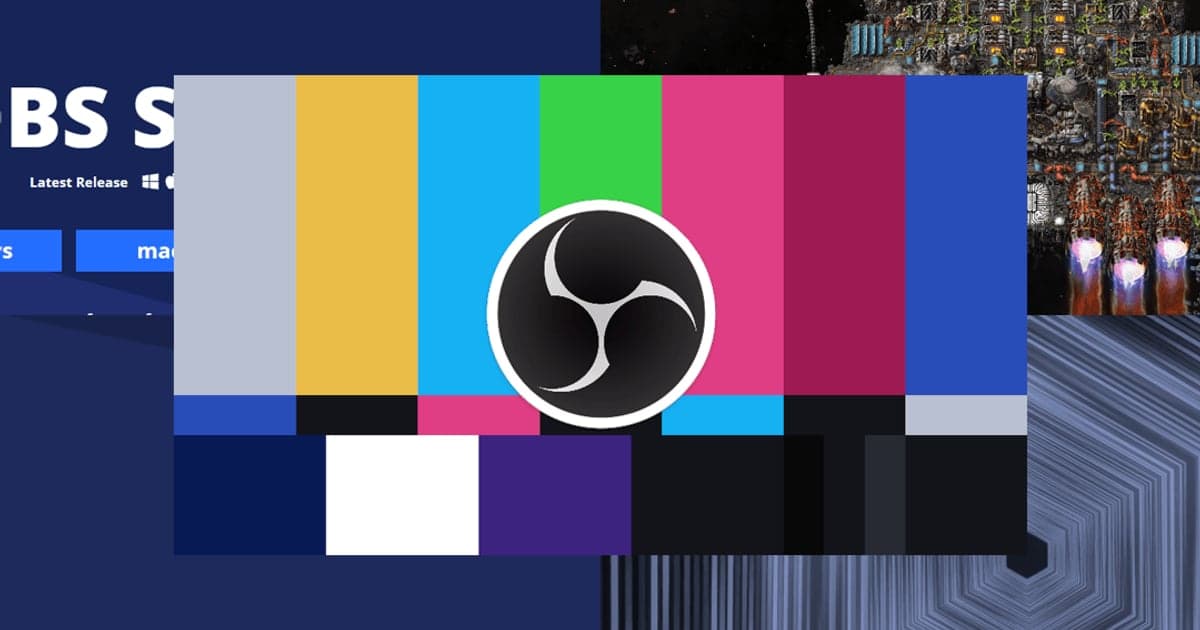 OBS Studio 공식 이미지 — 큰 컬러 바 미리보기 화면과 OBS 로고가 보이는 레이아웃