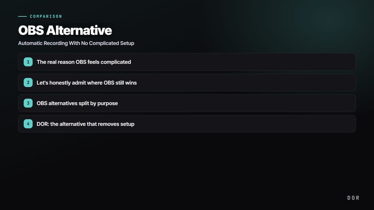 OBS Alternative — step-by-step overview graphic