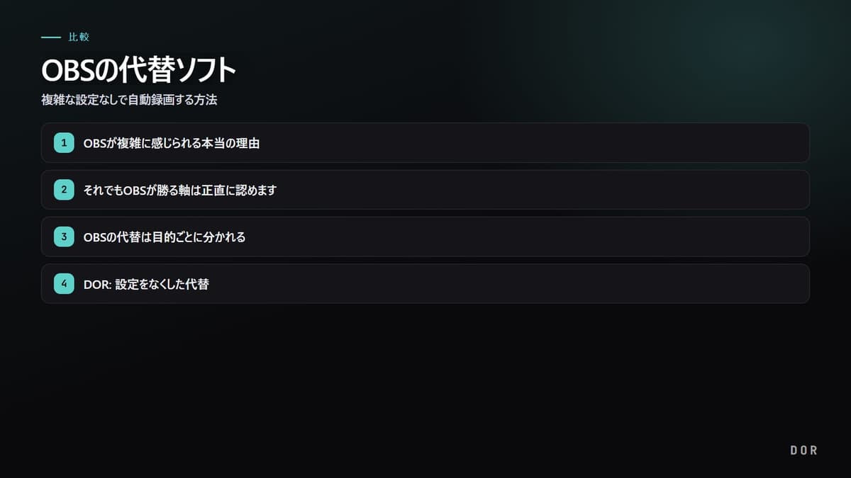 OBSの代替ソフト の手順まとめ図