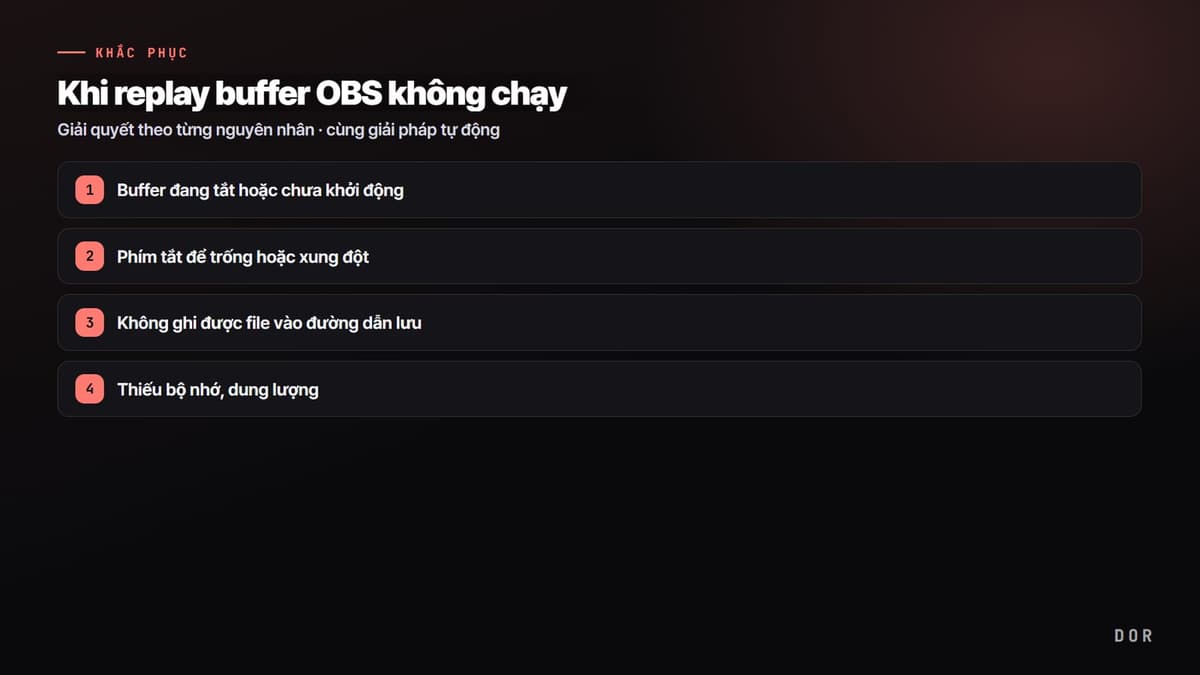 Khi replay buffer OBS không chạy — sơ đồ tóm tắt các bước