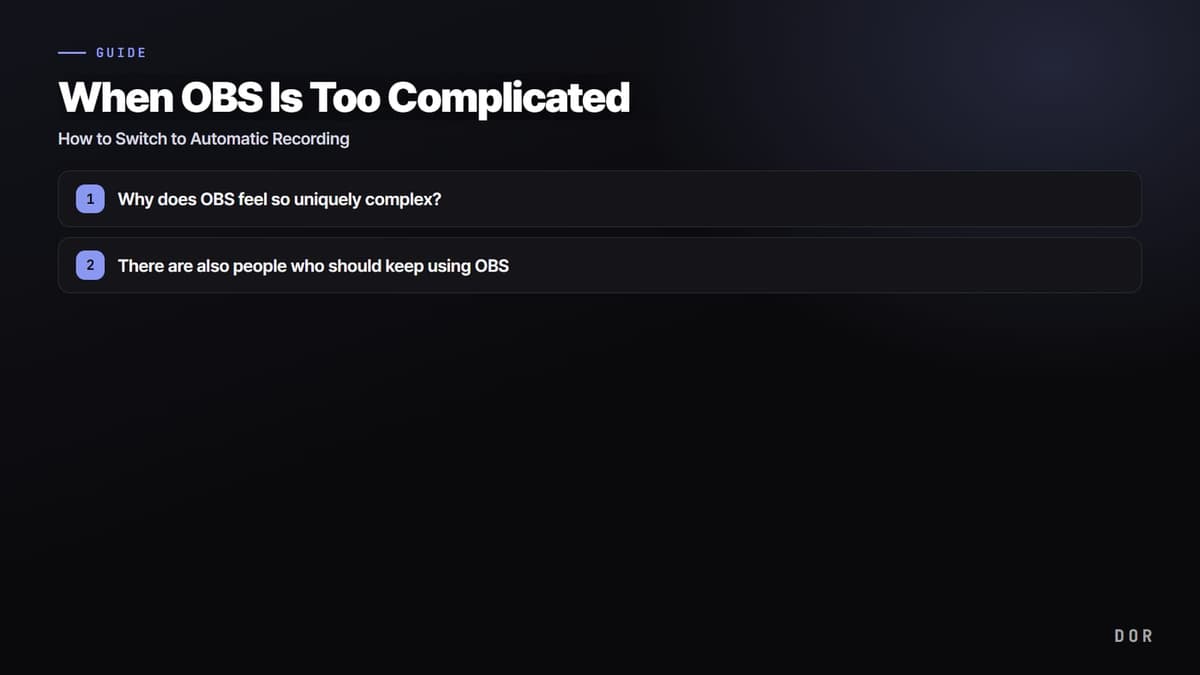 When OBS Is Too Complicated — step-by-step overview graphic