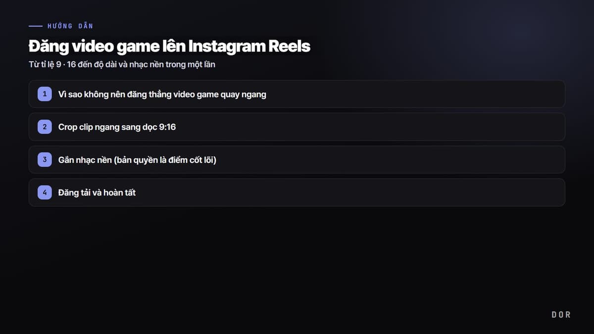 Đăng video game lên Instagram Reels — sơ đồ tóm tắt các bước