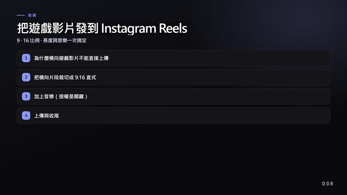 把遊戲影片發到 Instagram Reels 步驟重點圖示