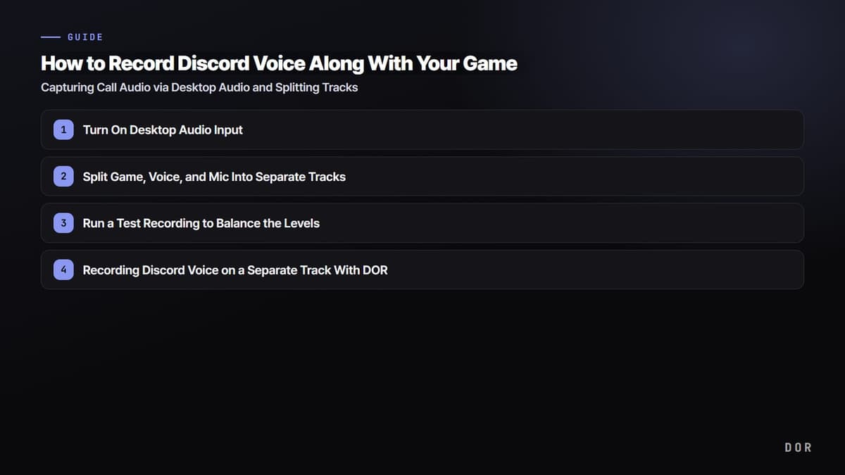 How to Record Discord Voice Along With Your Game — step-by-step overview graphic