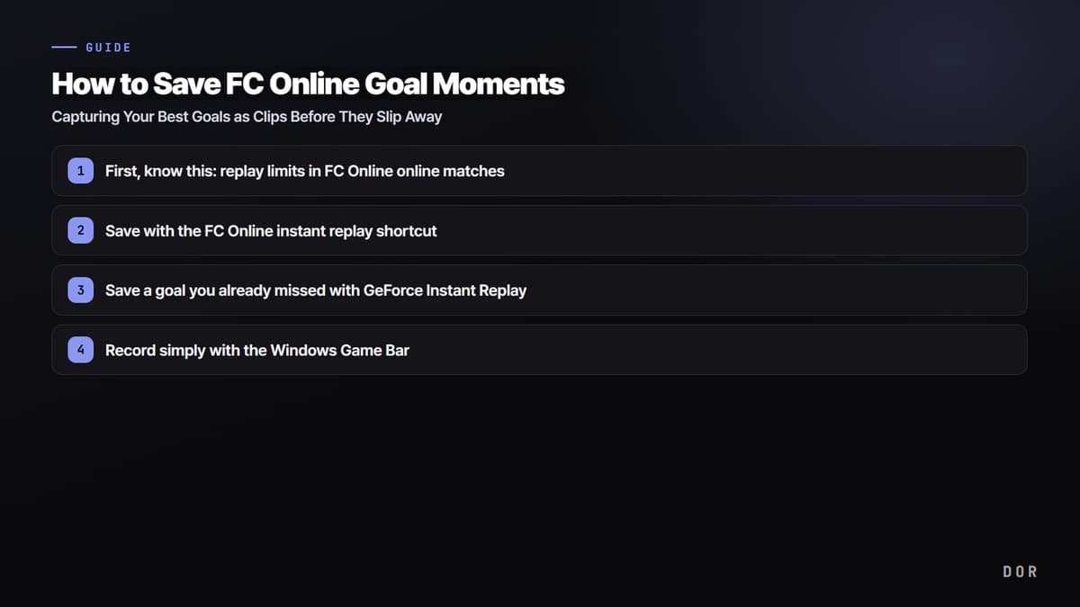 How to Save FC Online Goal Moments — step-by-step overview graphic